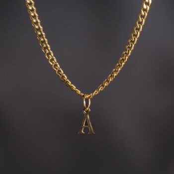 Mens Mini Gold Plated Initial With Cuban Chain Necklace, 8 of 10