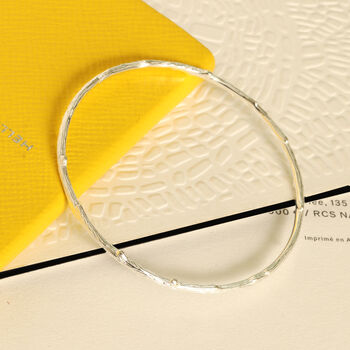 Bamboo Style Bangle In Sterling Silver, 2 of 4