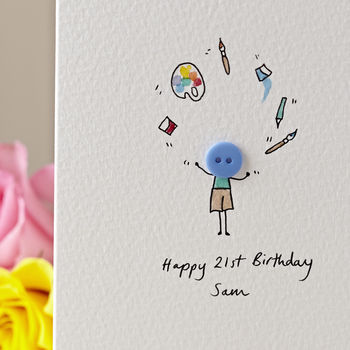 Personalised Handmade Button Juggler Birthday Card, 6 of 12
