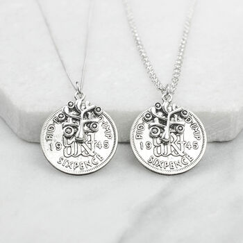 Sterling Silver Tree Of Life 80th Birthday Sixpence Necklace, 2 of 7