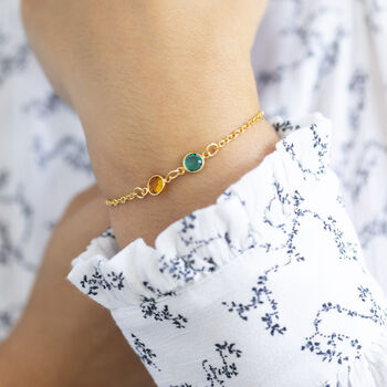 Gold Plated Double Birthstone Bracelet, 2 of 7