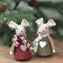 Pair Of Woollen Christmas Mice Decorations, thumbnail 1 of 2