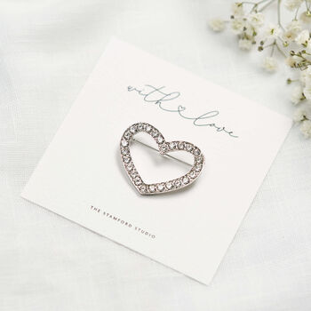 Sparkly Heart Brooch In Gold Or Silver Finish, 4 of 8