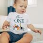 Personalised I Am One Today Birthday Safari Animal Kids White T Shirt / Babygrow, thumbnail 1 of 3
