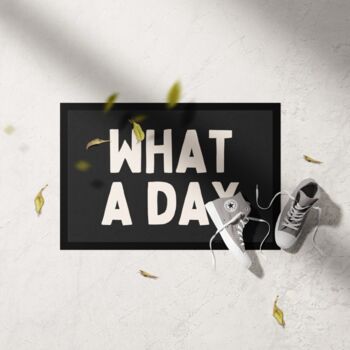 What A Day | Cream And Charcoal | Door Mat, 2 of 2