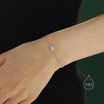 Sterling Silver Tiny Heart Trio And Cz Bracelet, 5 of 11