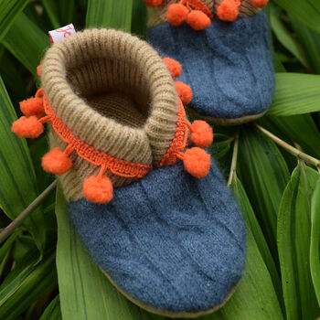 Handmade Recycled Cashmere Baby Booties, 4 of 12