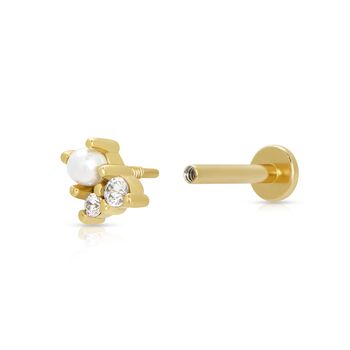 Pearl And Sparkle Single Flat Back Earring, 6 of 7