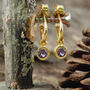 Amethyst Gold Plated Silver Birthstone Hoop Earrings, thumbnail 1 of 7