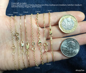 Solid 9ct Yellow Gold Chain Trace Chain Belcher Chain, 4 of 8