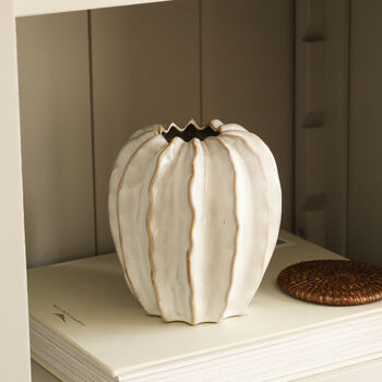 White Ribbed Pod Vase, 2 of 5