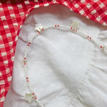 White Beaded Star Charm Necklace, 2 of 5