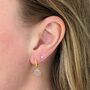 Circle Rose Quartz January Birthstone Earrings, Gold, thumbnail 2 of 5