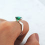 Emerald Birthstone Geometric Faceted Silver Ring, thumbnail 2 of 3