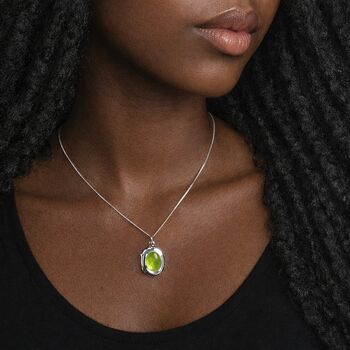 Personalised Sterling Silver Peridot Gemstone Locket Necklace With Photos, 2 of 7