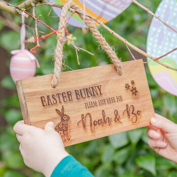 Personalised Easter Bunny Wooden Sign, 4 of 7