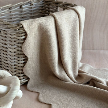 Pure Cashmere Scalloped Edge Baby Blanket In Soft Beige, 6 of 8