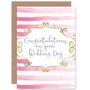 Pink Stripes Gold Filigree Congratulations Wedding Card, thumbnail 1 of 4