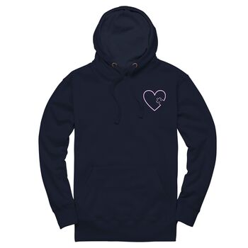 Personalised Puzzle Heart Piece Unisex Hoodie With Initial On Sleeve, 8 of 12