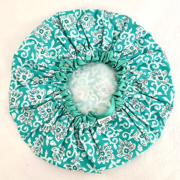 Bath Hat In Turq Tile Print, 5 of 5