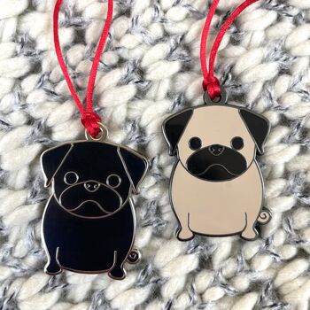 Pug Dog Christmas Tree Decoration, 4 of 7
