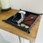 Personalised Dark Blue Leather Desk Accessories Tray, thumbnail 9 of 12