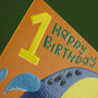 Happy, Colourful Elephant Age One Birthday Card, thumbnail 2 of 2