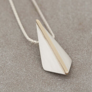 Kite Pendant In Sterling Silver With 9ct Gold Accent, 7 of 8