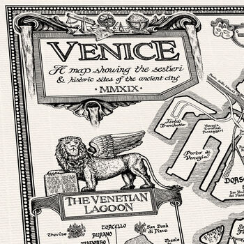 Venice Map Hand Drawn Fine Art Print, 3 of 12