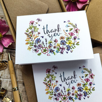 Pressed Flower Curl Thank You Cards, 5 of 6