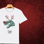 Rudolphasaurus Rex Dinosaur Personalised Kids Christmas T Shirt, thumbnail 3 of 12