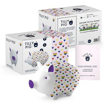 Tilly Pig Hearts And Rainbows Piggy Bank, 6 of 10
