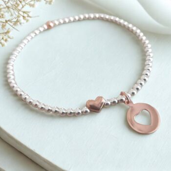 Sterling Silver Or Rose Gold Heart Charm Bracelet, 2 of 6