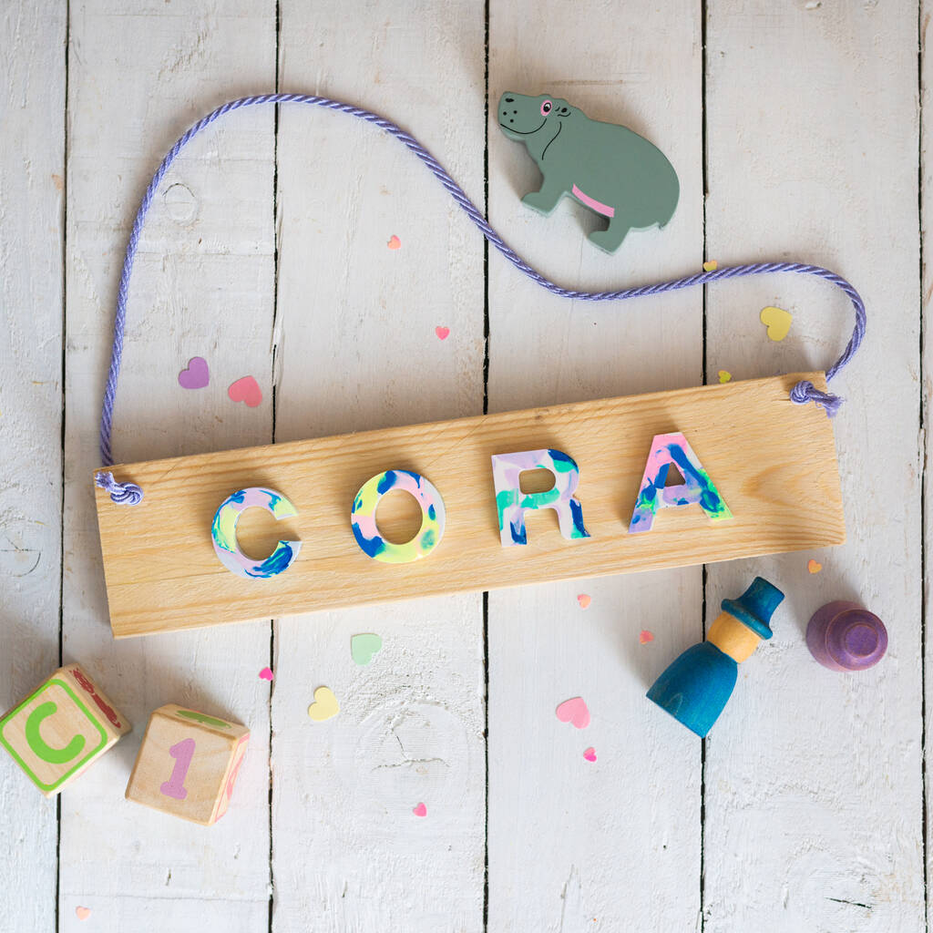 Jesmonite And Reclaimed Wood Door Name Plaque By Nine Angels