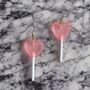 Heart Shaped Lollipop Earrings, thumbnail 3 of 4