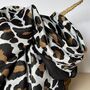 Leopard Print Black Border Scarf In Black And Beige, thumbnail 2 of 4