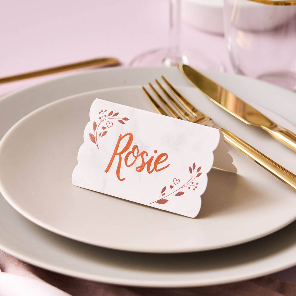 Rose Gold Folded Wedding Place Cards