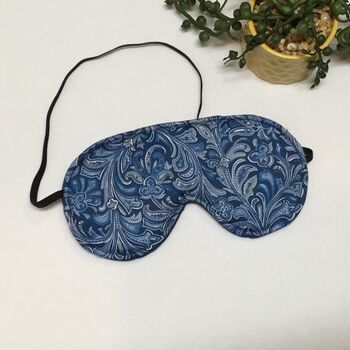 Cotton Eye Mask In Liberty Of London Dark Blue Paisley, 2 of 3