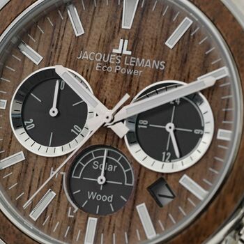 Jacques Lemans Solar Chronograph Wooden Men's Watch, 2 of 6