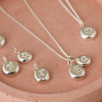 Small Initial Pebble Necklace. Recycled Sterling Silver, 7 of 11