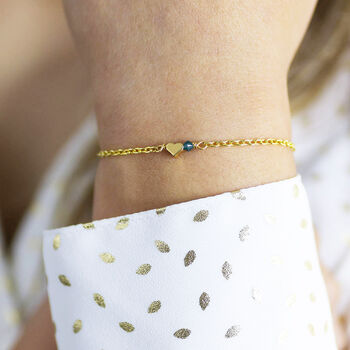 Tiny Gold Plated Heart Birthstone Bracelet, 2 of 8