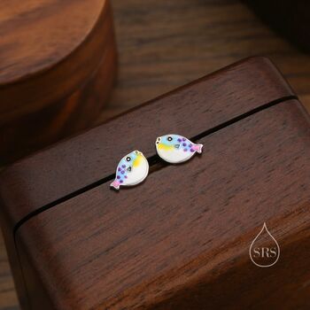 Enamel Cute Puffer Fish Stud Earrings Sterling Silver, 5 of 11