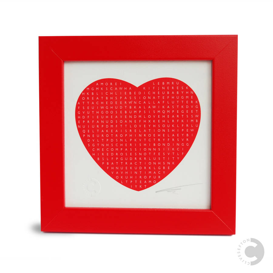 Personalised Heart Word Search Print Gift Boxed By Clive Sefton ...