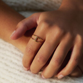 Double Band Sparkly Bar Ring, 2 of 7