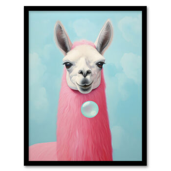 Llama Bubbles Fun Vibrant Animal Pink Wall Art Print, 5 of 6