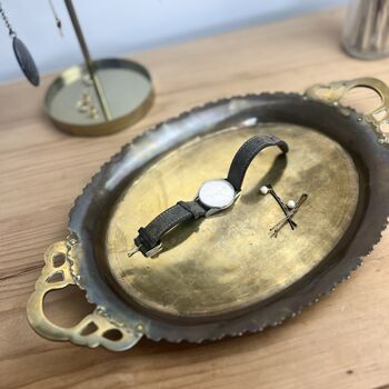 Vintage Brass Tray With Decorative Handles, 3 of 8