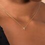 Double Diamond Pendant Necklace In Solid Gold, thumbnail 4 of 8