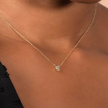 Double Diamond Pendant Necklace In Solid Gold, 4 of 8