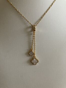 Clover 18 K Gold Plated Pendant Necklace White, 3 of 5