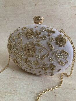 Light Pink Oval Handcrafted Clutch Bag, 3 of 10